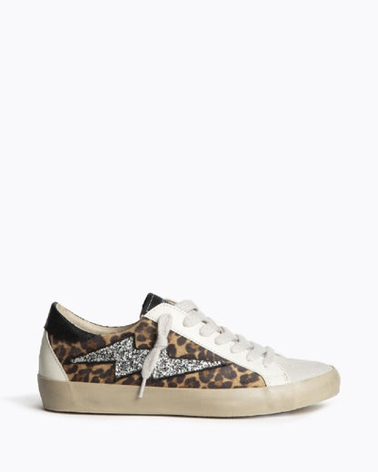 Leopard Print Glitter Accent Sneakers