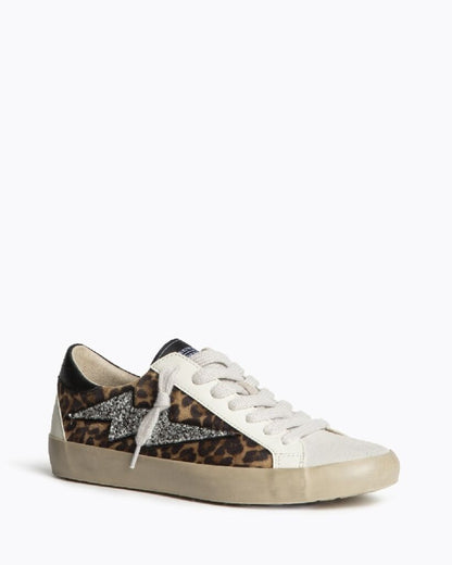 Leopard Print Glitter Accent Sneakers