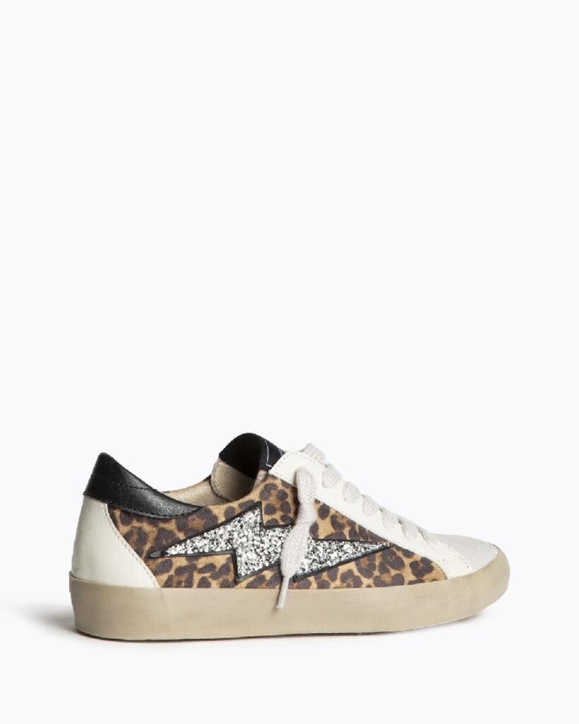 Leopard Print Glitter Accent Sneakers