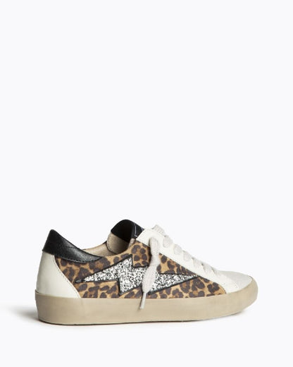 Leopard Print Glitter Accent Sneakers