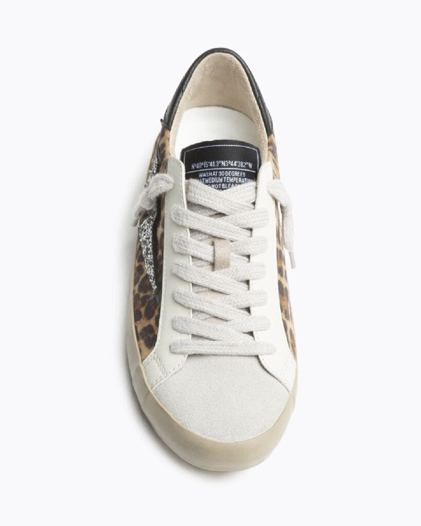 Leopard Print Glitter Accent Sneakers