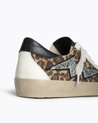 Leopard Print Glitter Accent Sneakers