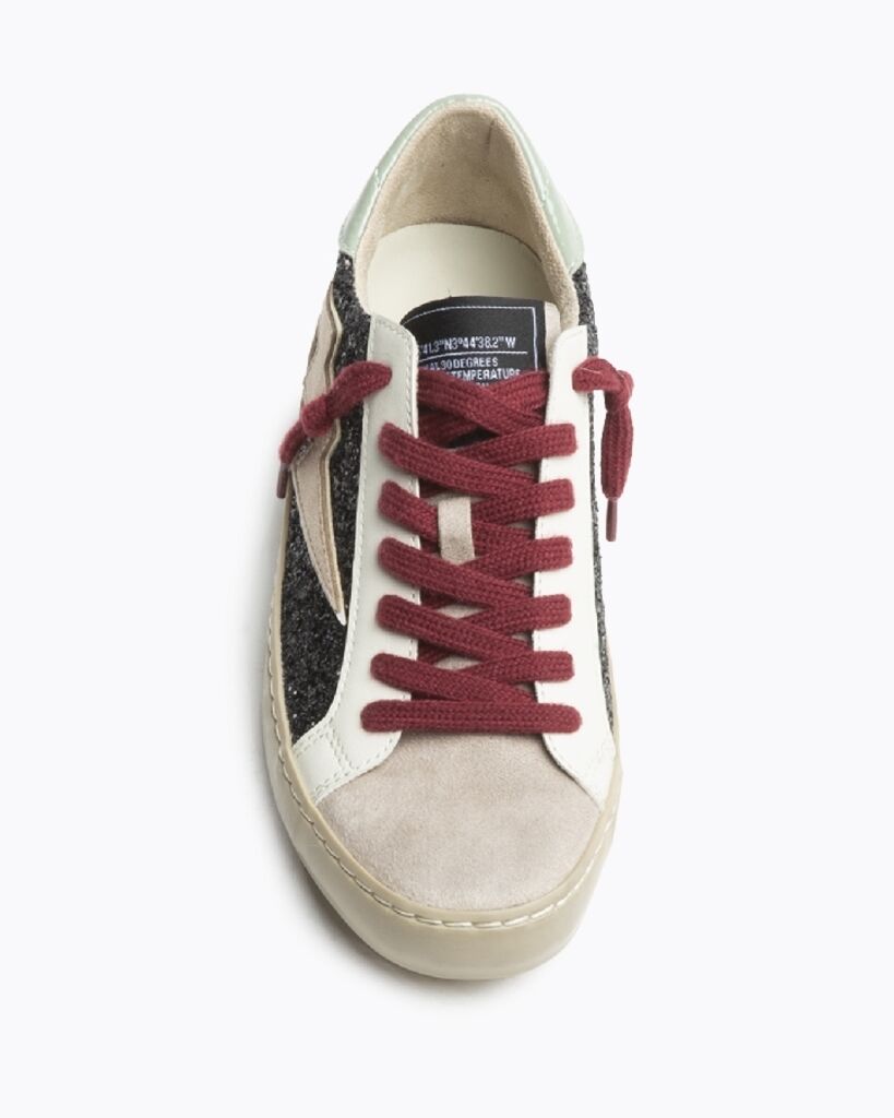 Multicolor Glitter Low-Top Sneakers with Lightning Detail