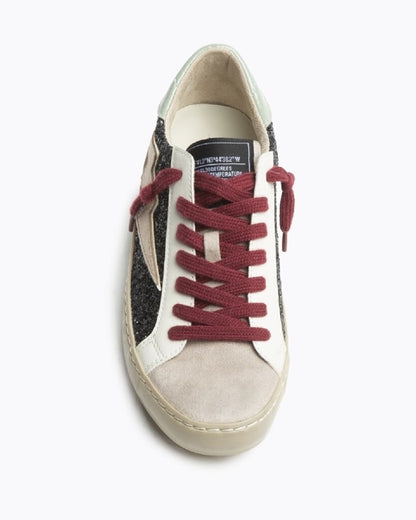 Multicolor Glitter Low-Top Sneakers with Lightning Detail