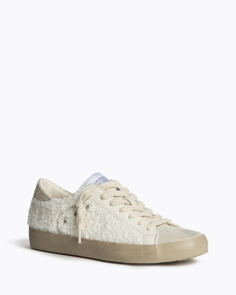 Cream Textured Sneakers with Lace-Up Design