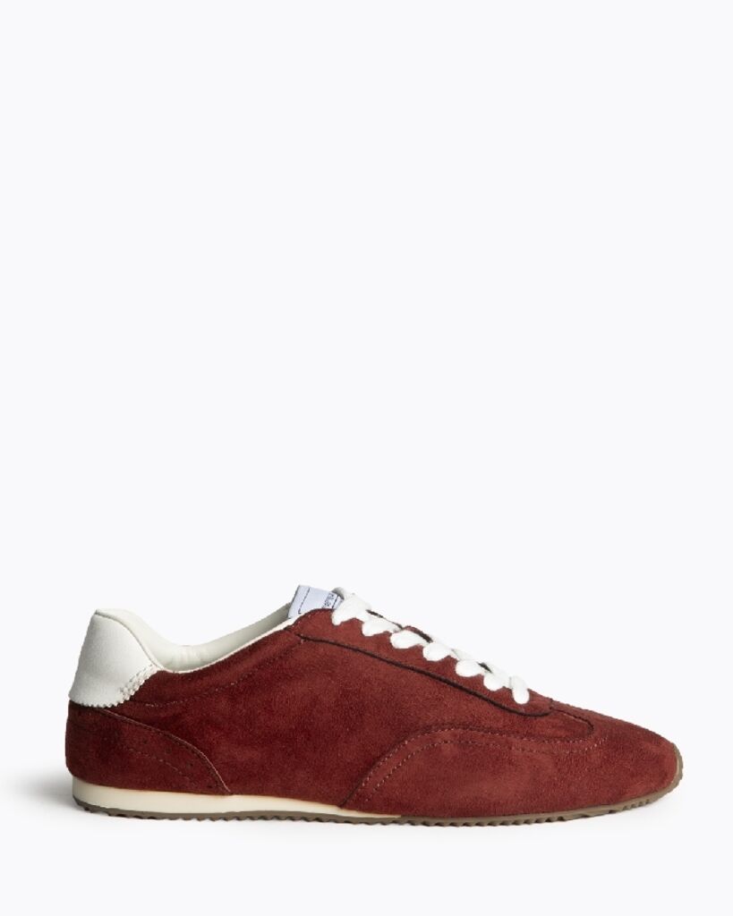 Rust Suede Sneakers with White Accents
