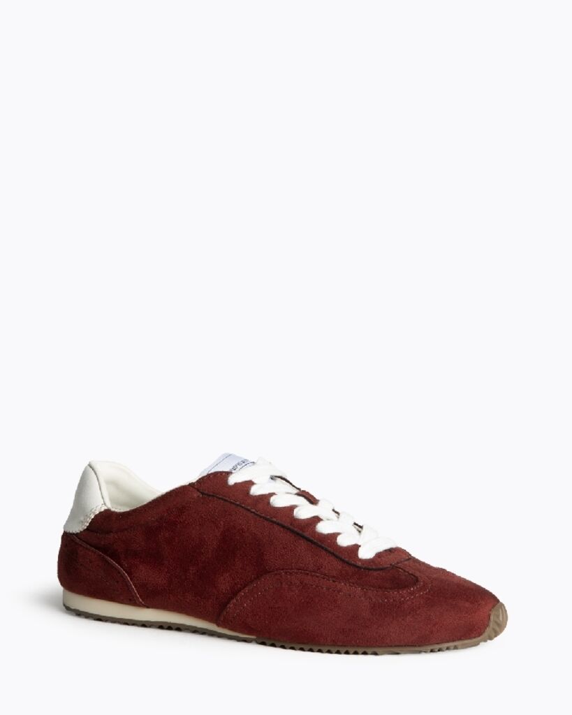 Rust Suede Sneakers with White Accents