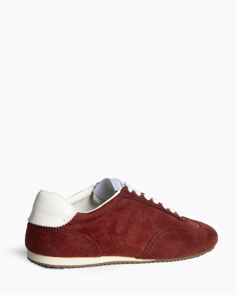 Rust Suede Sneakers with White Accents