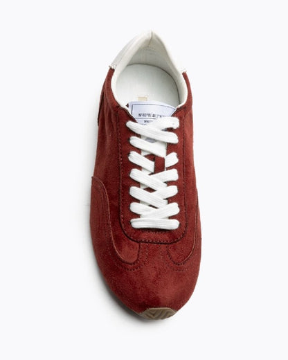 Rust Suede Sneakers with White Accents
