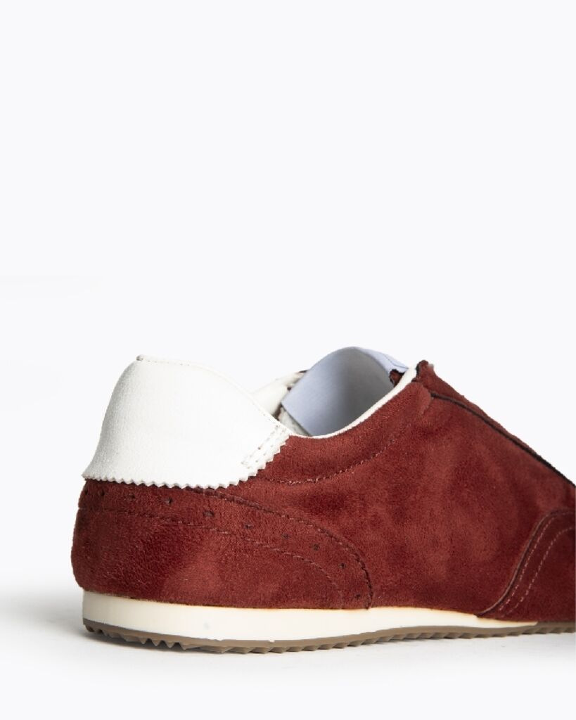 Rust Suede Sneakers with White Accents