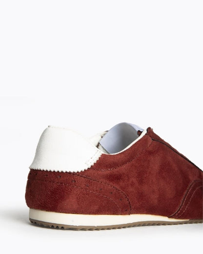 Rust Suede Sneakers with White Accents