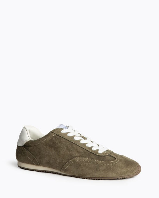 Olive Suede Sneakers with Retro Vibe