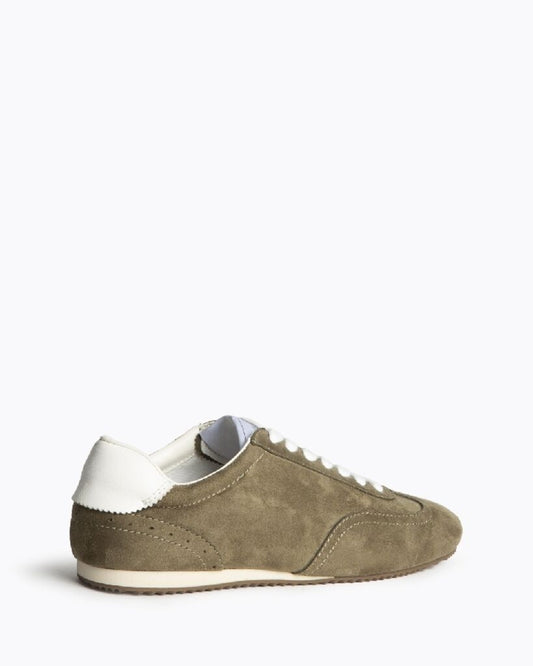 Olive Suede Sneakers with Retro Vibe