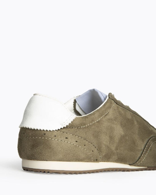 Olive Suede Sneakers with Retro Vibe