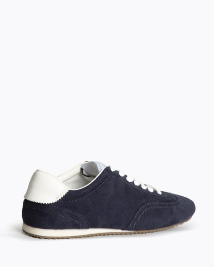 Navy Suede Low-top Sneaker with White Trim
