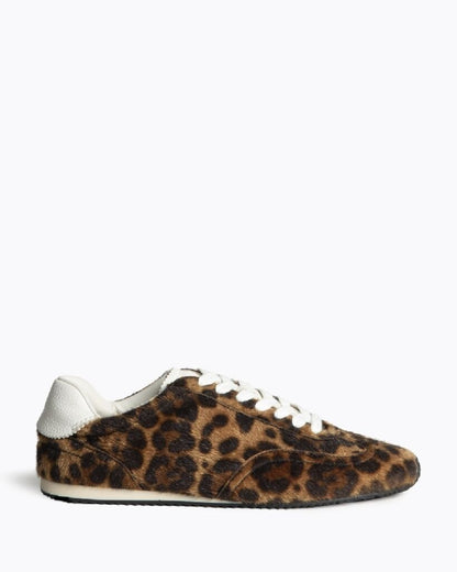 Leopard Print Faux Fur Sneakers with White Trim