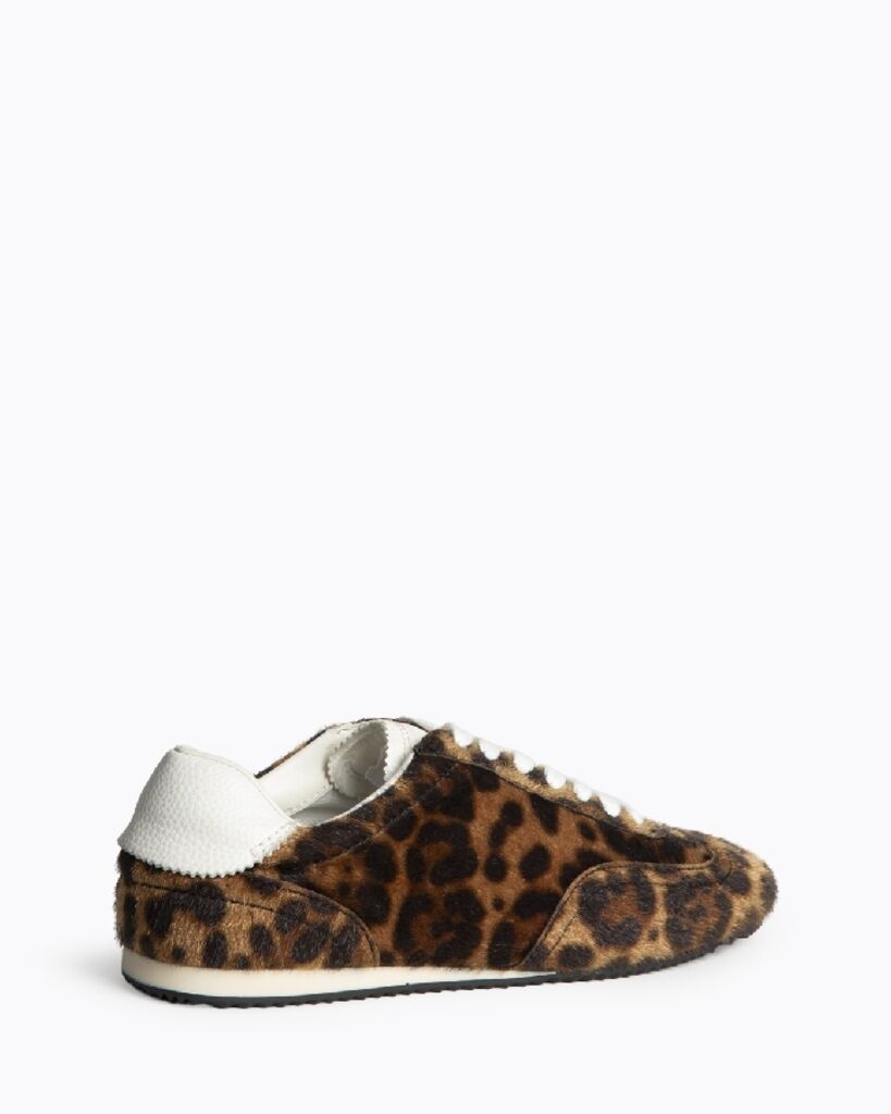 Leopard Print Faux Fur Sneakers with White Trim