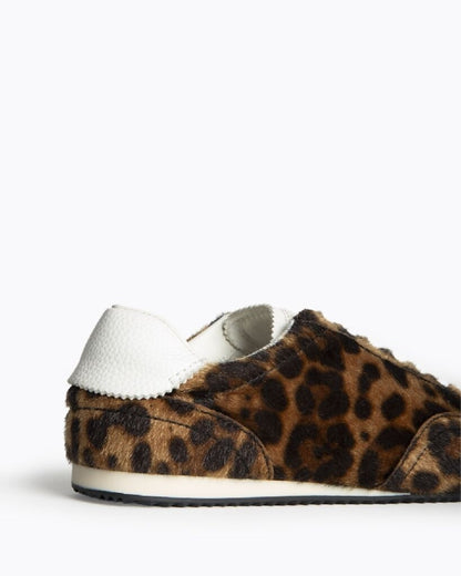 Leopard Print Faux Fur Sneakers with White Trim