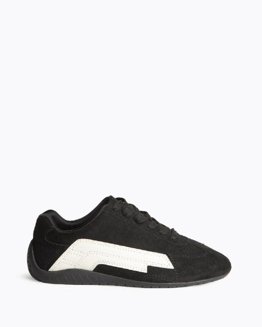 Black Suede Sneakers with Contrast Detailing
