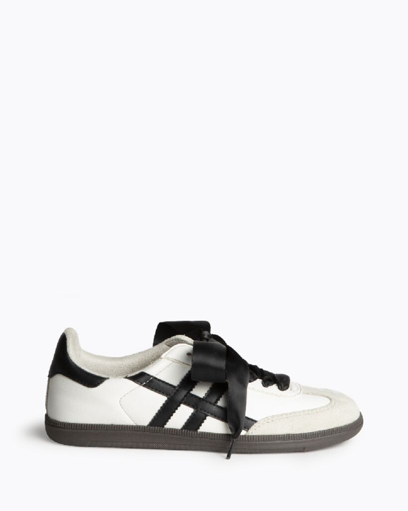 White Leather Sneaker with Ribbon Lace