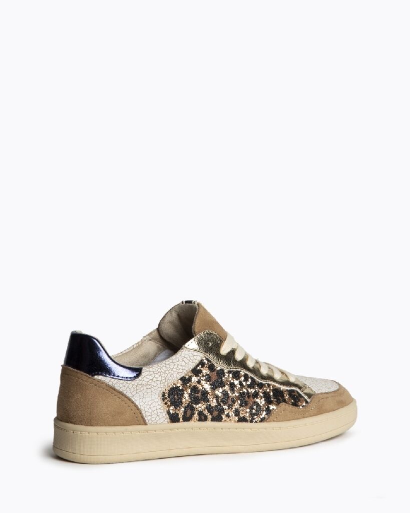 Beige Glitter Animal Print Sneakers