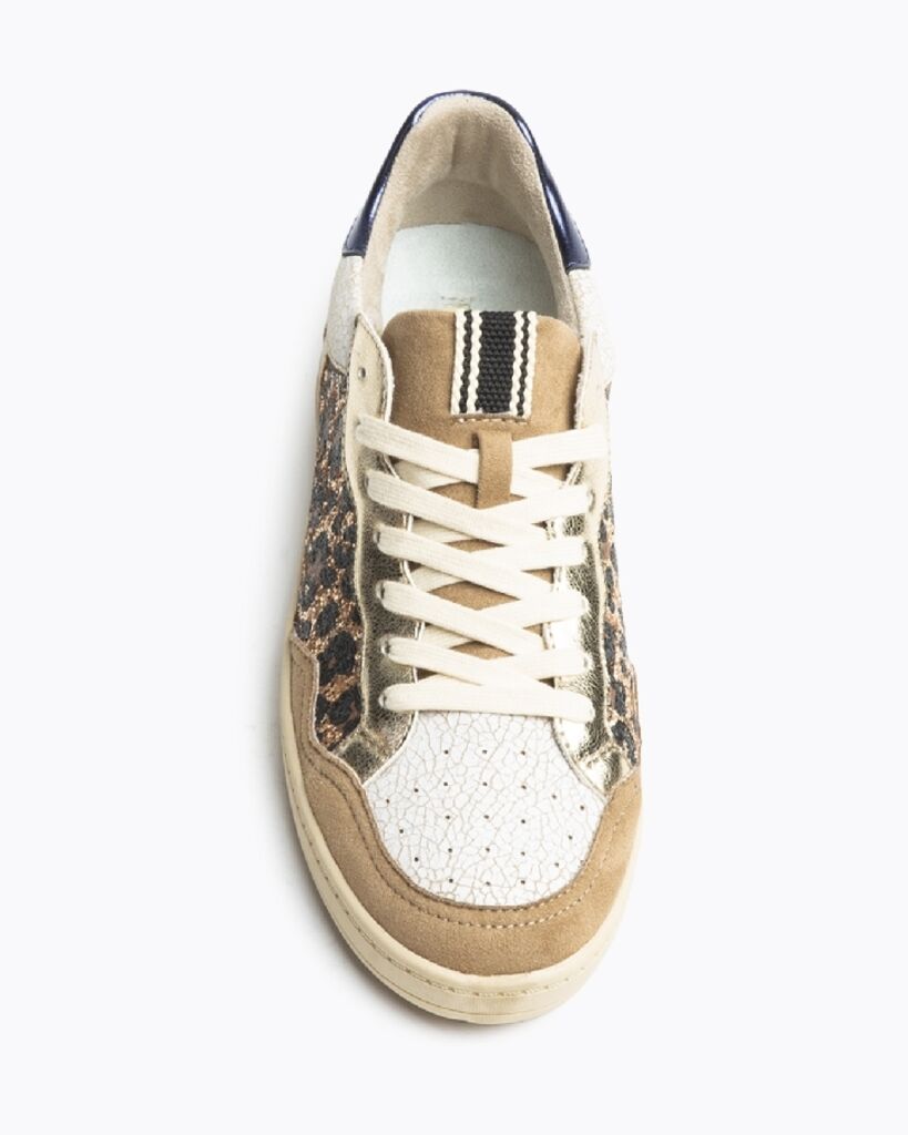 Beige Glitter Animal Print Sneakers
