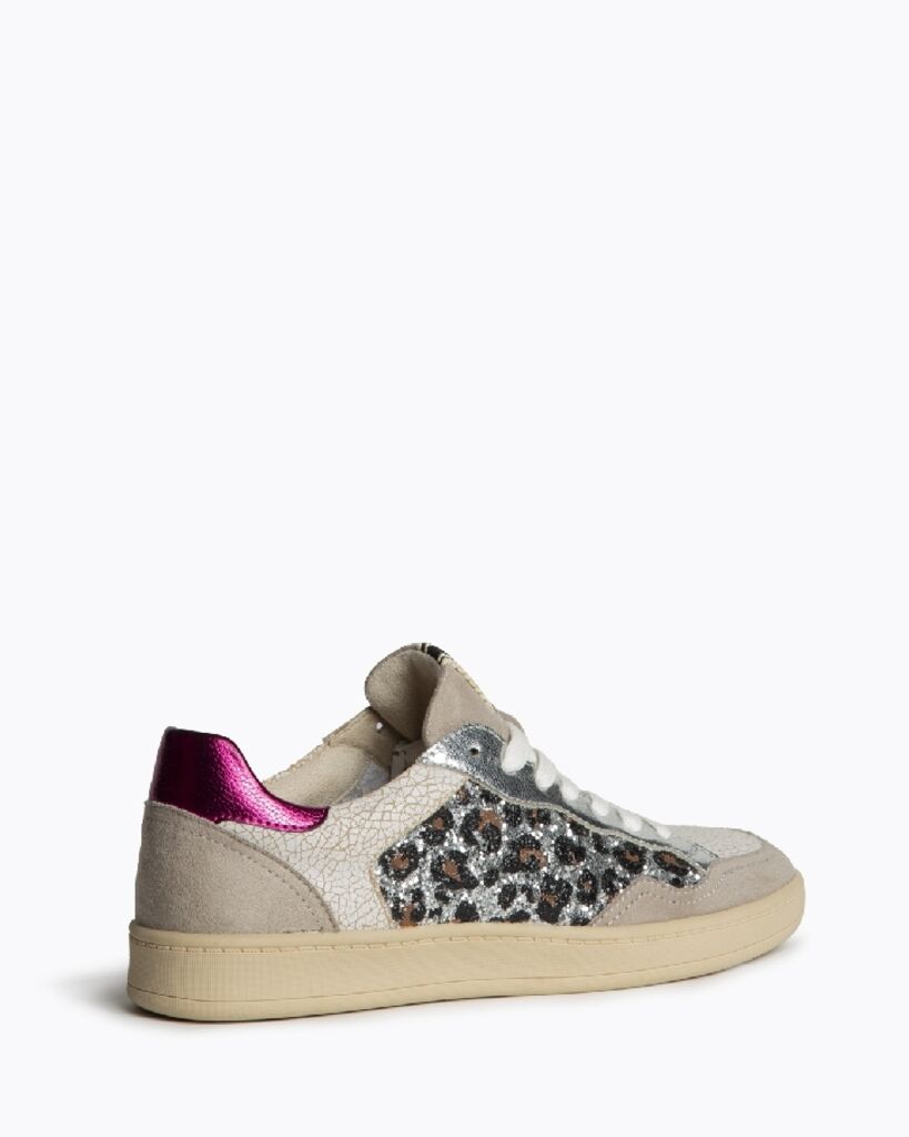 Multi-Textured Sneaker with Animal Print Detail