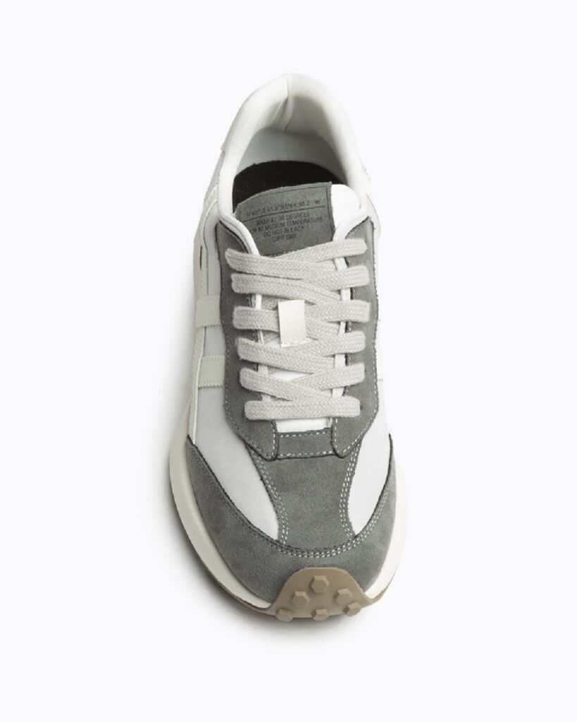 Gray Suede Lace-Up Sneakers with Textured Sole