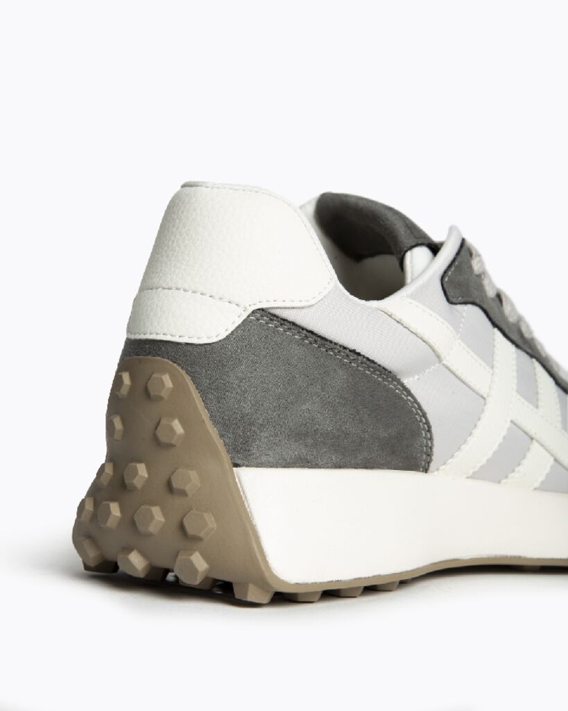 Gray Suede Lace-Up Sneakers with Textured Sole