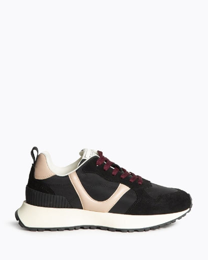 Black Suede Trim Sneaker with Colorblock Design