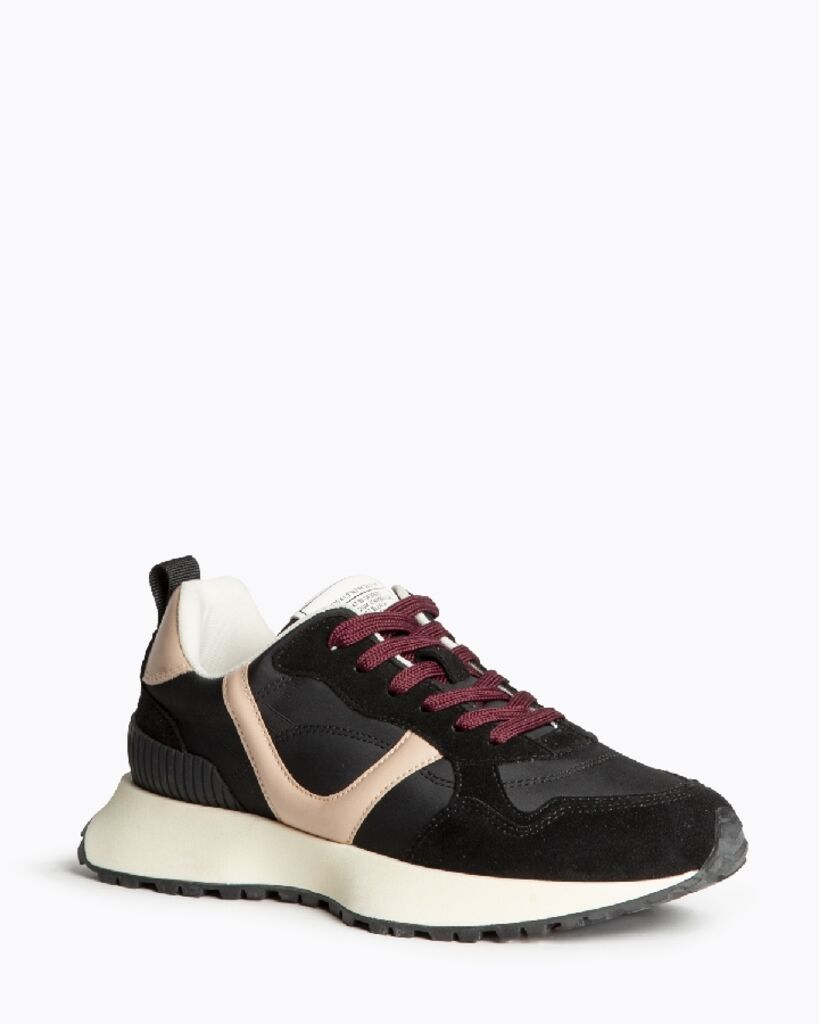 Black Suede Trim Sneaker with Colorblock Design
