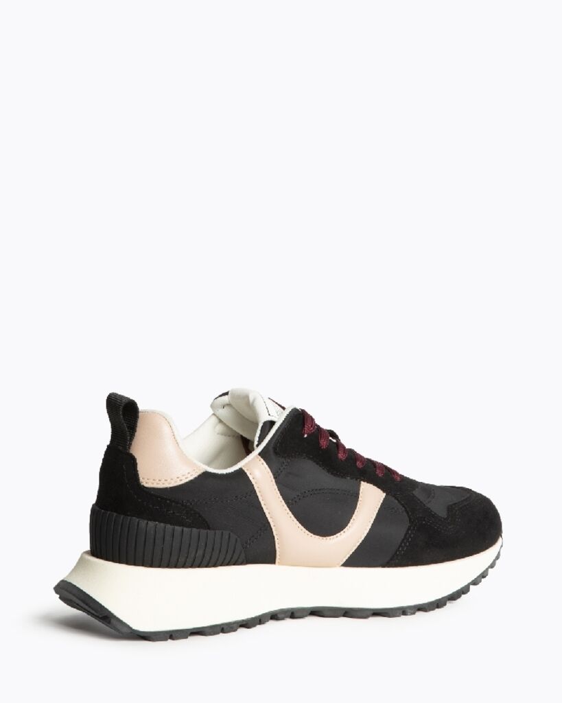 Black Suede Trim Sneaker with Colorblock Design