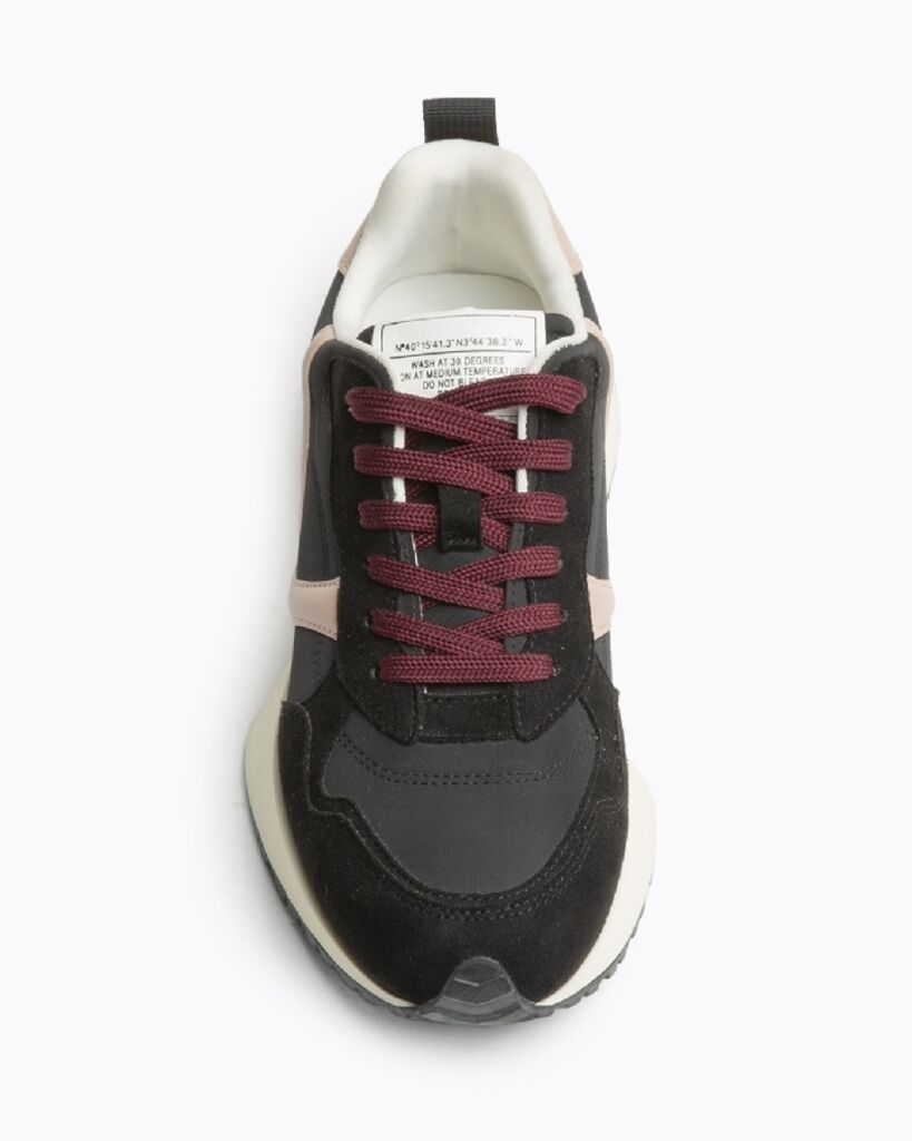 Black Suede Trim Sneaker with Colorblock Design