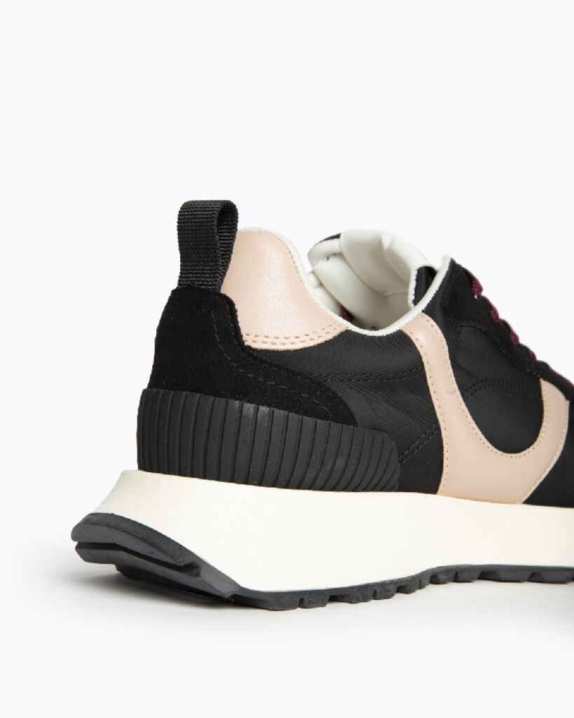 Black Suede Trim Sneaker with Colorblock Design