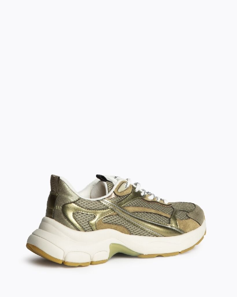 Olive Metallic Mesh Sneakers with Chunky Sole