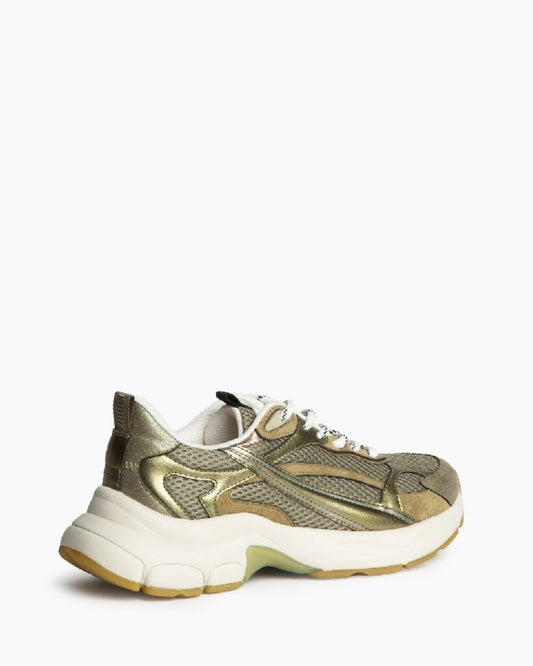 Olive Metallic Mesh Sneakers with Chunky Sole