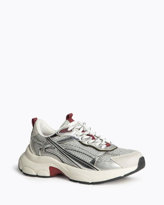 Silver Mesh Sneakers with Contrast Sole