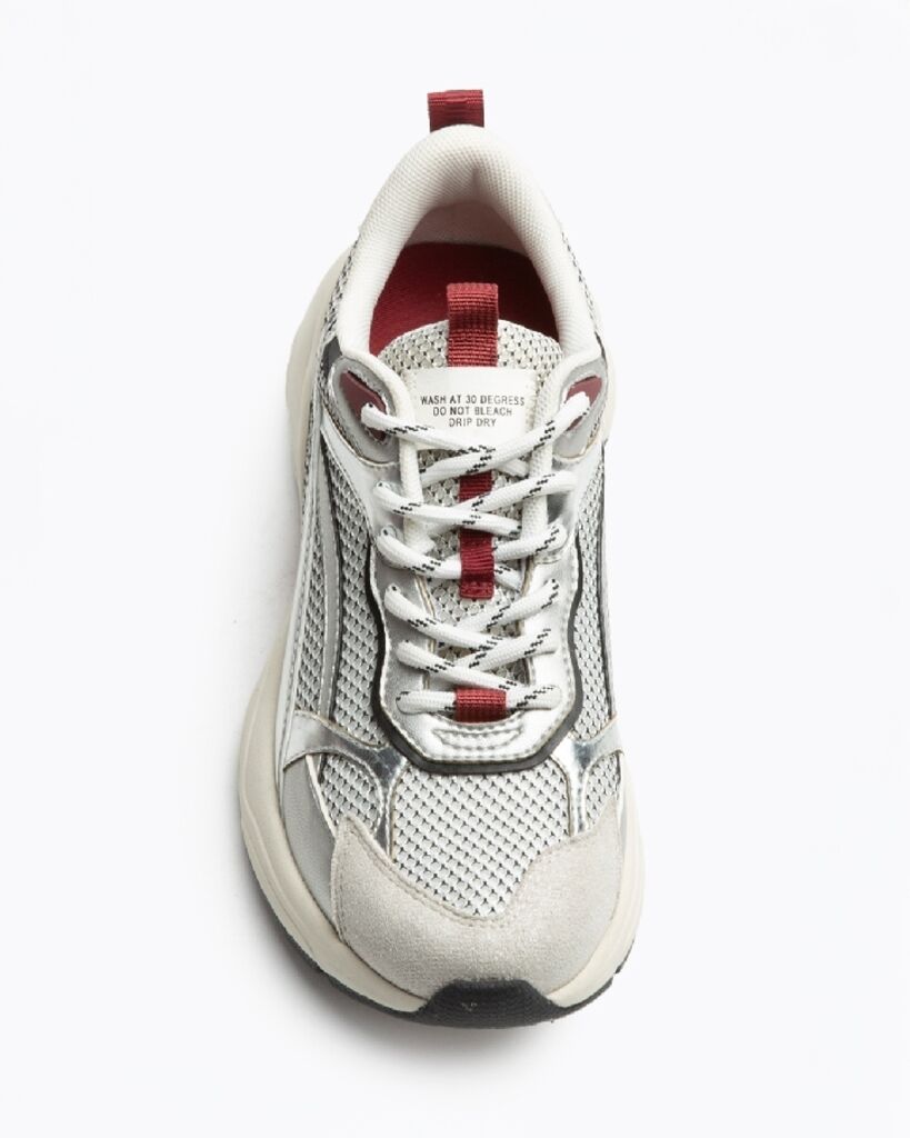 Silver Mesh Sneakers with Contrast Sole