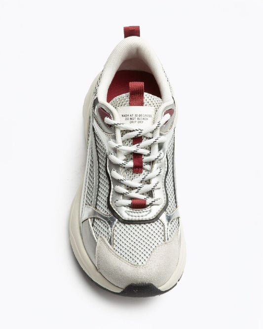Silver Mesh Sneakers with Contrast Sole