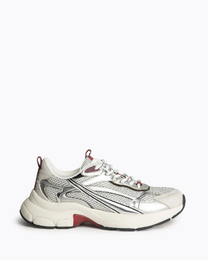 Silver Mesh Sneakers with Contrast Sole