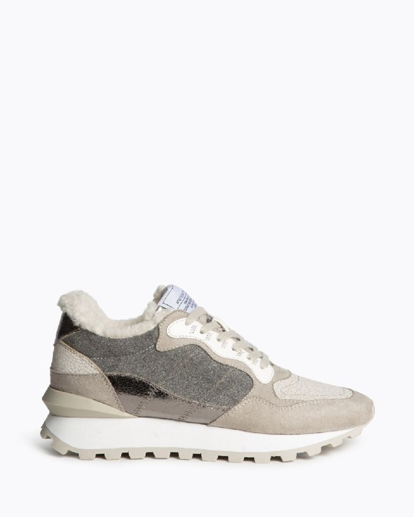 Neutral Textured Sneakers with Warm Lining