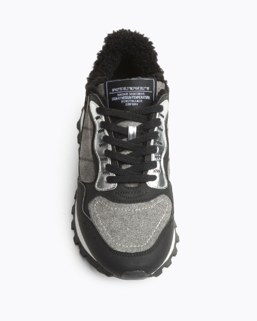 Gray Textured Sneakers with Metallic Accents