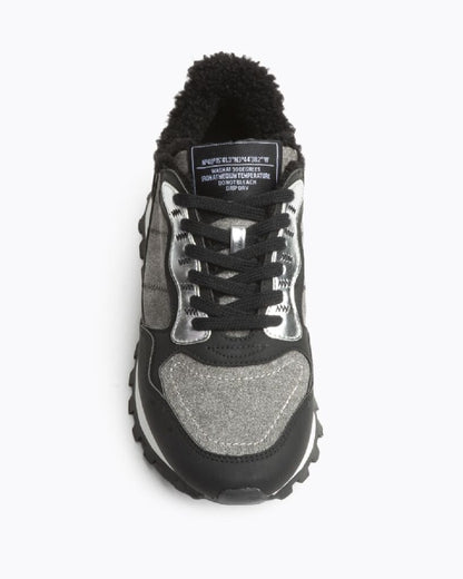 Gray Textured Sneakers with Metallic Accents