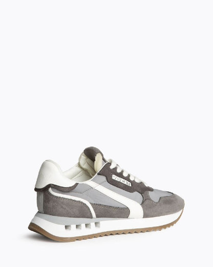 Gray Suede Retro Sneakers with White Accents