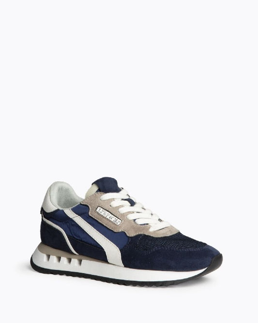 Navy Suede Sneakers with Contrasting Stripe