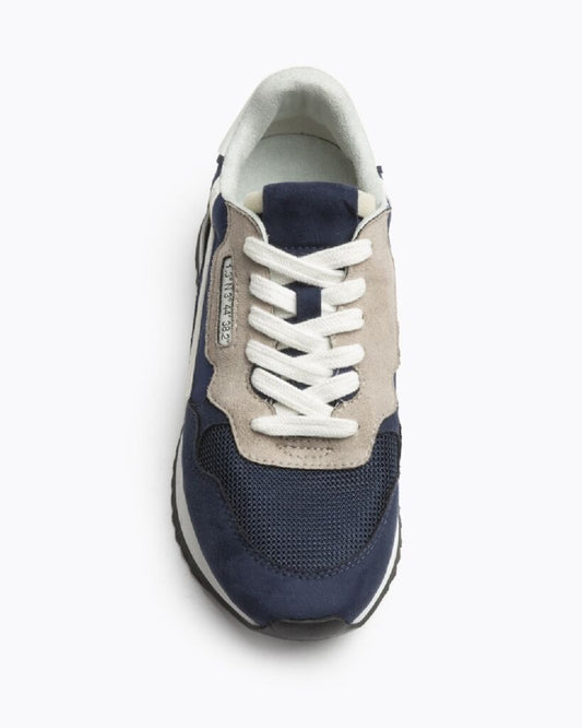 Navy Suede Sneakers with Contrasting Stripe