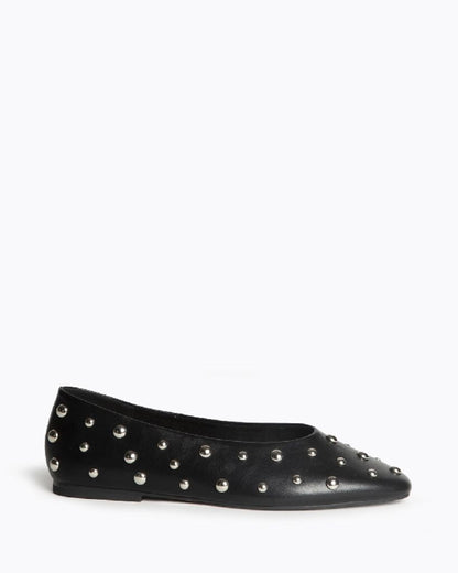 Black Studded Ballet Flats