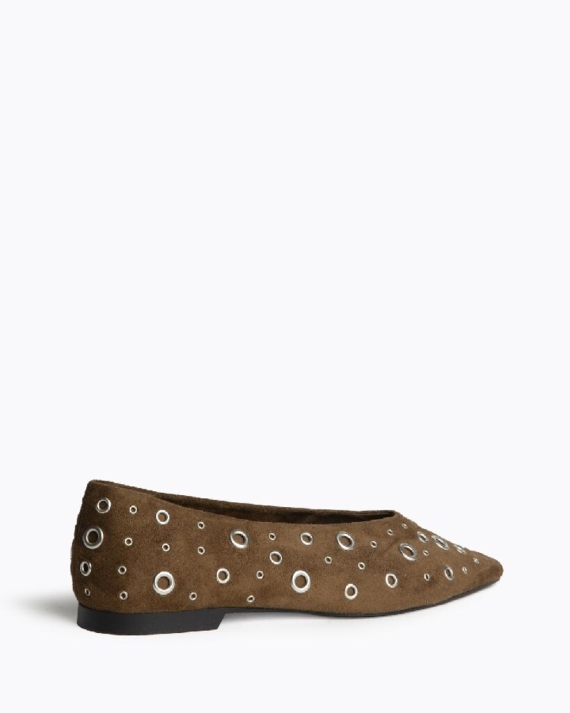 Brown Suede Flat Shoes with Eyelets