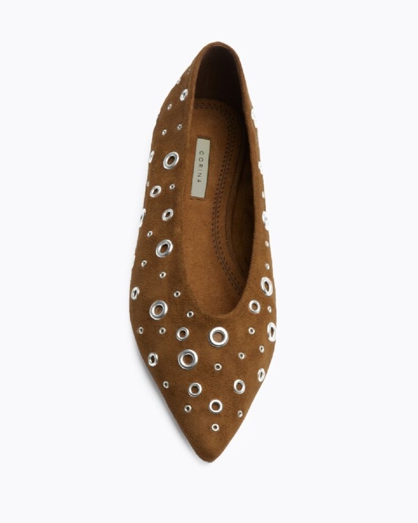 Brown Suede Flat Shoes with Eyelets