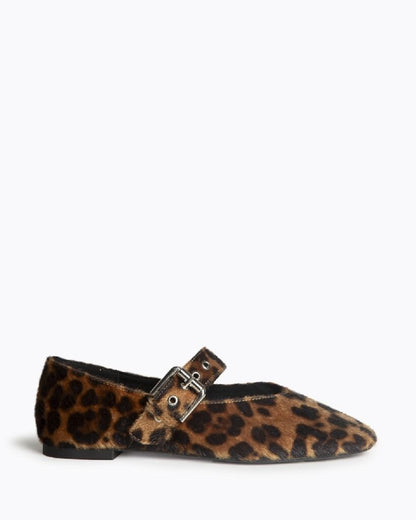 Leopard Print Mary Jane Flat with Buckle Detail